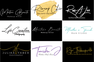 create luxury handwritten, signature fashion cosmetics and watermark logo
