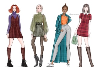 draw a fashion illustration, sketch, portrait