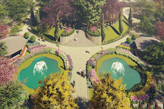 design home garden, pool, patio and  villa landscape