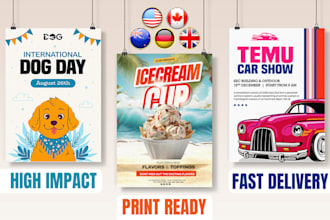 design event poster, movie poster and holiday party flyer for businesses
