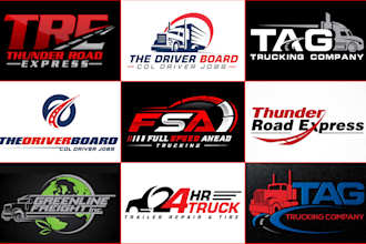 design a logistics, transport and dispatching trucking logo