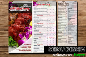 design printed, digital menu, cookbook for your restaurant