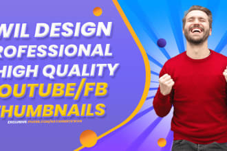 design youtube, facebook, ig video graphic thumbnails in 12h