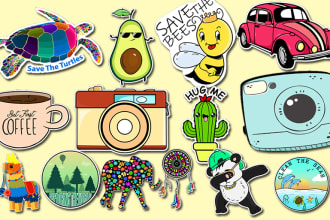do patch, die cut, enamel pin, badge, emblem and typography stickers