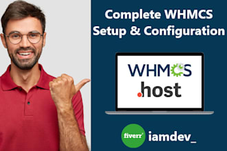 do a complete whmcs setup configuration and make a website
