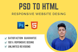 convert psd to html responsive desing within 24 hours