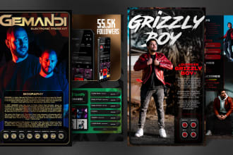 design music epk, media kit with clickable buttons