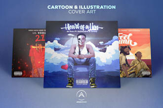 draw dope cartoon illustration cover art for you