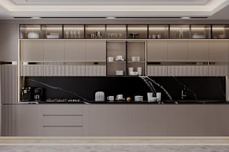 create kitchen interior design with realistic 3d rendering