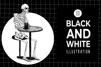 draw black and white ink and pencil illustration