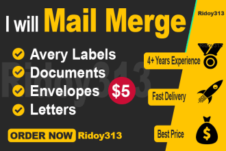 mail merge for mailing labels, letters, envelopes, documents