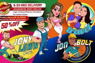 do custom cartoon caricature mascot logo in 12 hours