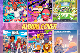 create cartoon album cover for your music