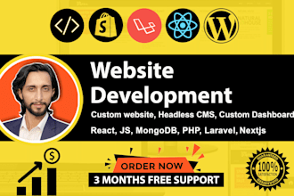 do website development, develop custom website as full stack web developer