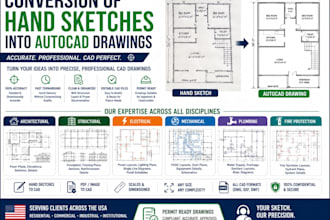 convert sketch or image to autocad dwg and do any drafting