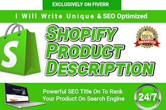 write unique shopify product description with SEO title, product description