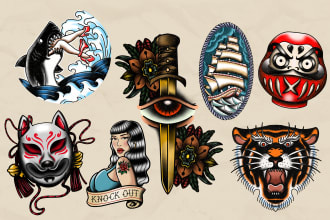 made custom traditional tattoo design in 24 hours