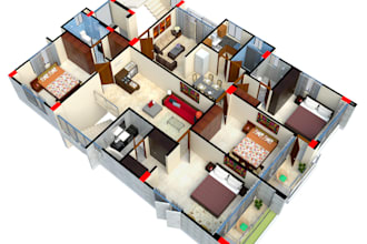 create 3d floorplan rendering from 2d floor plan layout for marketing