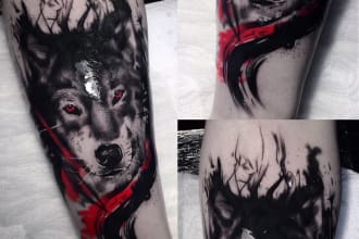 draw trash polka tattoo design