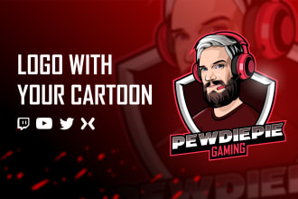 design logo for gaming, twitch, youtube with your cartoon