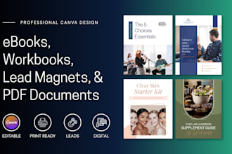 design lead magnet, ebook, workbook or branded PDF in canva