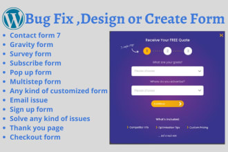 create, design, popups ,contact form and fix in wordpress