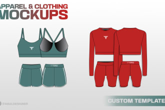 design activewear mockups and tech pack for clothing brands