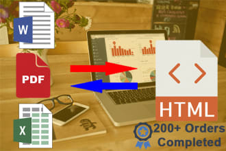 convert pdf word excel document into HTML