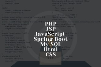 develop java,javascript,react, mysql,HTML,CSS and bug fix