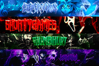 design the ultimate 3d banner and logo for twitch,youtube,twitter,discord,x