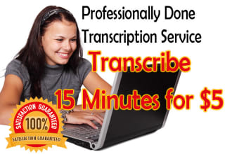 transcribe 15 minutes english audio or video