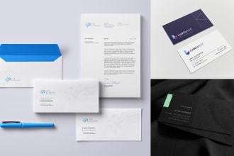 design product logo and business card with stationery items