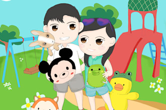 draw chibi character and children book ilustration