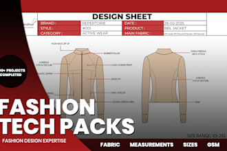 do fashion design and tech pack for clothing brands