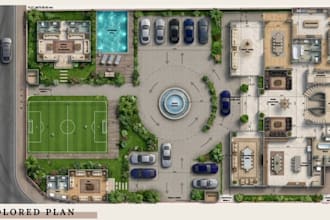 2d drafting, colored plan, designing