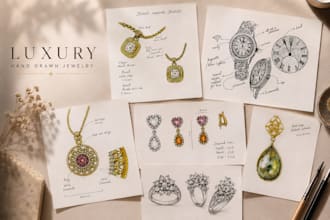 create luxury jewellery concept sketches by hand