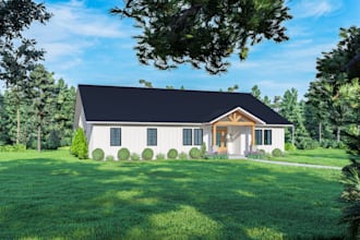 create 2d floor plans, elevations, and 3d house models in sketchup and renders