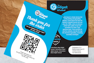 design amazon thank you card, product insert card and packaging insert