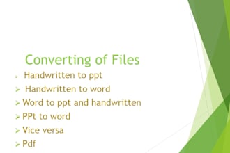 convert your handwritten, ppt files into word and pdf in 5 hours