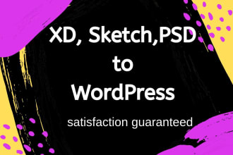 convert xd, sketch, figma, PSD to html to wordpress website