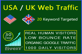 send keyword targeted organic website traffic from usa and uk