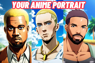 draw your portrait as anime cartoon character , logo mascot