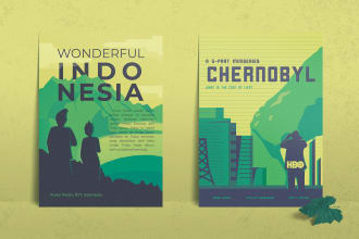 design an original poster in minimalist retro vintage style