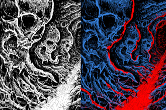 create epic metal band illustrations