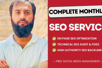 provide complete monthly SEO service with backlinks for google top ranking