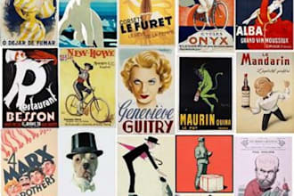 send you 130 vintage retro posters