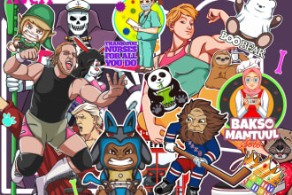 draw t shirt design and sticker in cartoon style