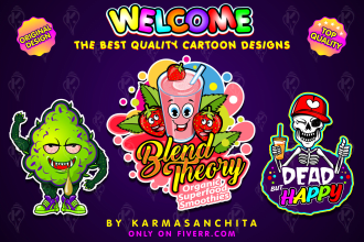 create unique colorful fun cartoon mascot logo in 2 days