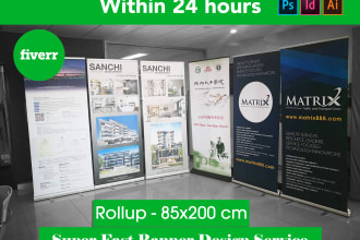 do outstanding roll up banner, sign board, billboard design in 24 hours