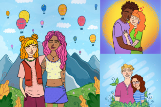 create couple cartoon portrait for you